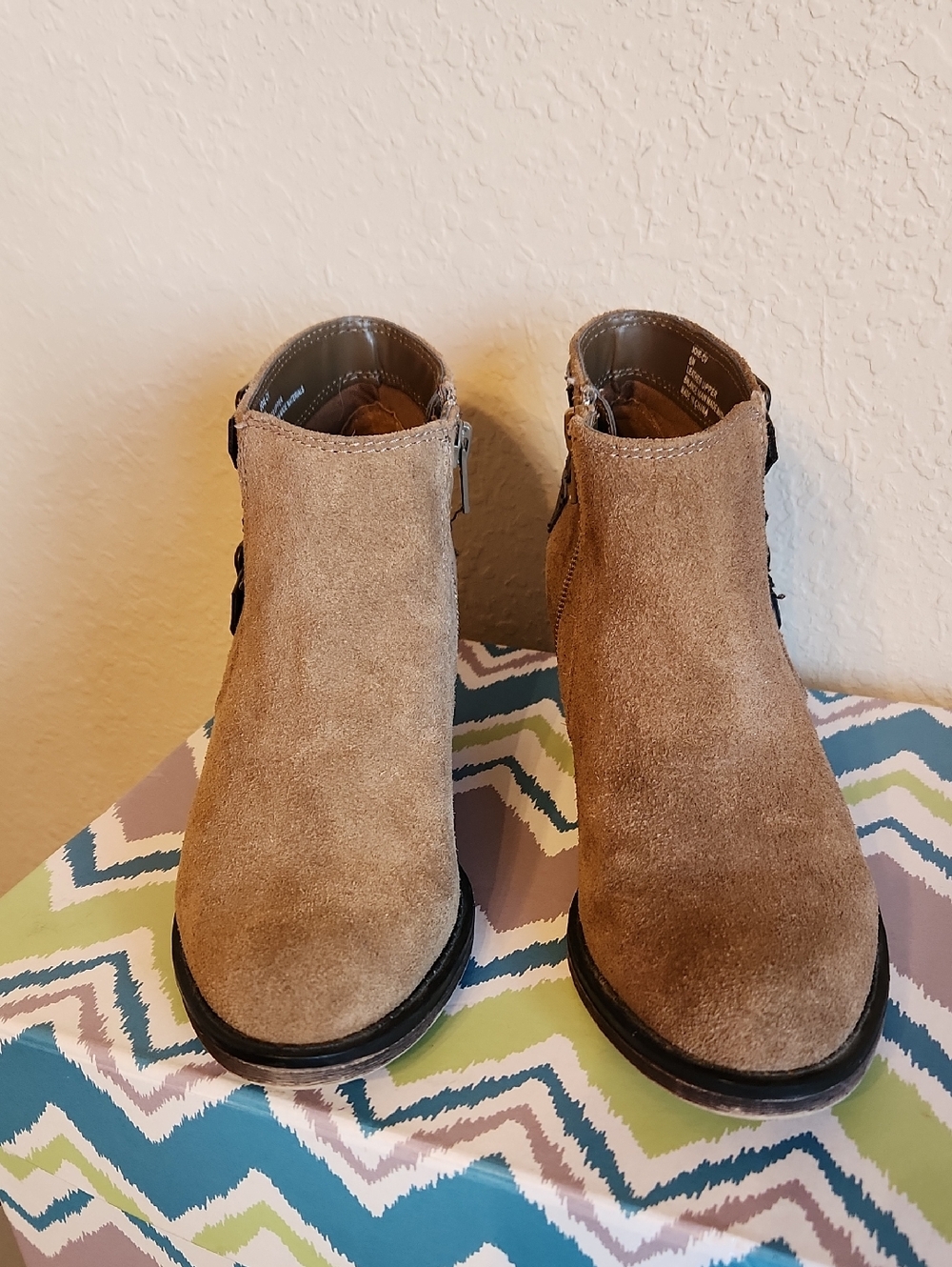 Crown Suede Ankle Booties in Tan